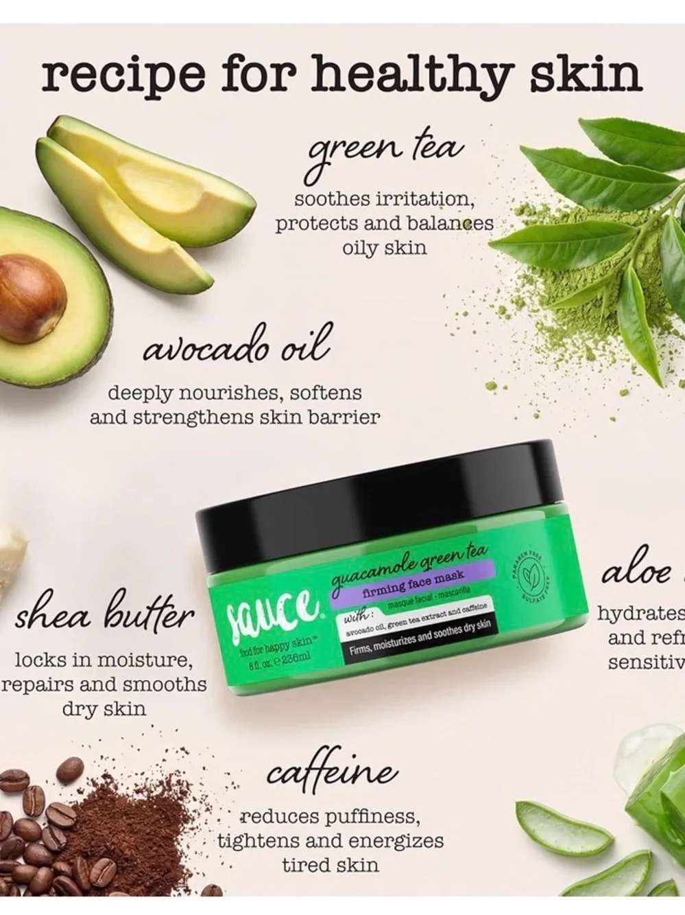 SAUCE - Deep Conditioning Hair Mask, Guacamole Whip +  Firming Face Mask - NEW